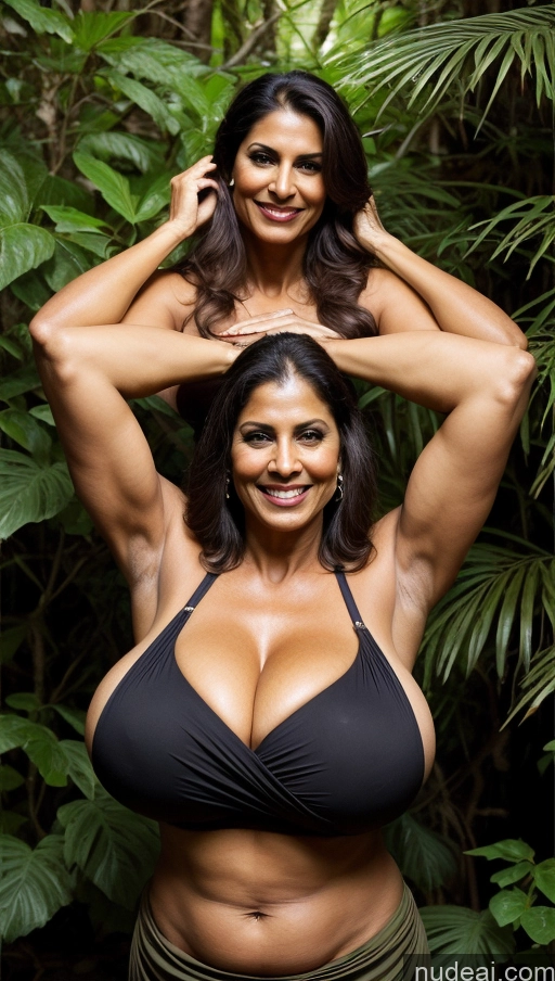 related ai porn images free for Milf Busty Huge Boobs Beautiful Tattoos Muscular Big Ass Thick Tall Long Hair Dark Skin 60s Happy Brunette Indian Jungle Front View Dark Lighting Sexy Face Blouse Abs Sari Jumping