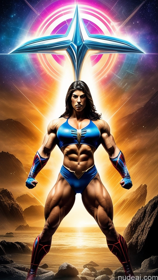 related ai porn images free for Several Perfect Boobs Muscular Abs Powering Up Superhero Dynamic View Surrealist Bodybuilder