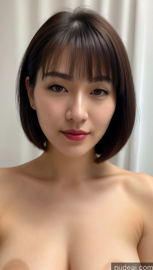 ai nude image of a close up of a woman with a very big breast pics of Woman One Beautiful Lipstick Fairer Skin Close-up View 30s Black Hair Bobcut Simple Skin Detail (beta) Busty Perfect Boobs Korean