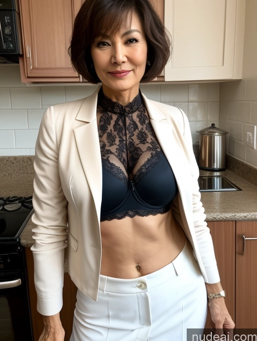 related ai porn images free for Milf Perfect Boobs Beautiful Perfect Body Short Hair 70s Chinese Kitchen Blouse Bra Jacket Professor Stylish Cleavage Detailed Suit