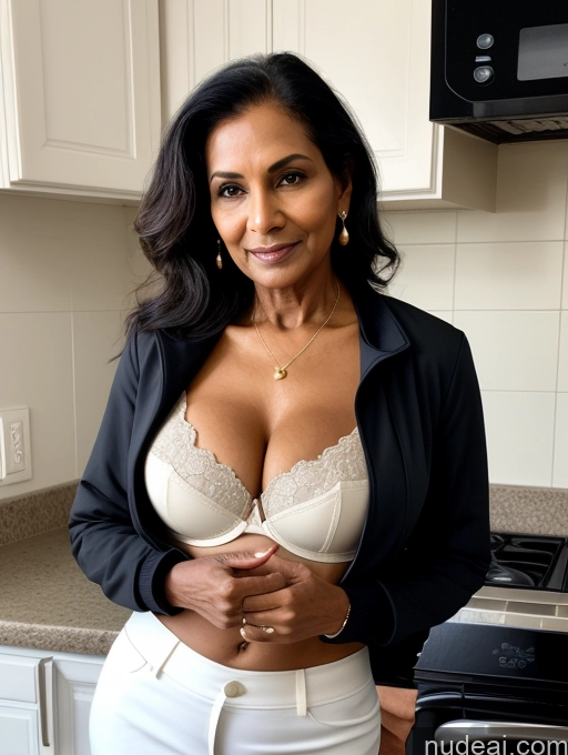 related ai porn images free for Milf Beautiful Perfect Body Dark Skin 70s Indian Kitchen Bra Casual Jacket Professor Stylish Suit Cleavage Detailed Sexy Face Small Tits