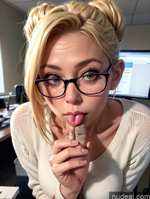 related ai porn images free for Blonde Simple Ponytail Glasses Chubby Secretary Two Dress Stylish Office Woman 50s Sweater Transparent Blowjob