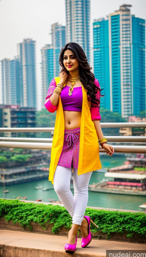 ai nude image of araffe woman in a bright outfit and yellow jacket posing for a picture pics of Woman Indian Beautiful Mumbai Cosplay