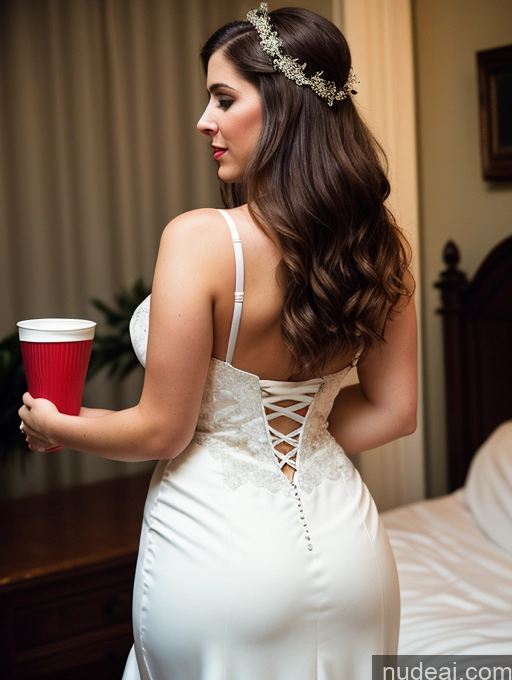 related ai porn images free for Busty Big Ass Fairer Skin Brunette Messy White Film Photo Dark Lighting Detailed Several 20s Party Victorian Wedding Dress Cleavage Woman Chubby Big Hips Back View