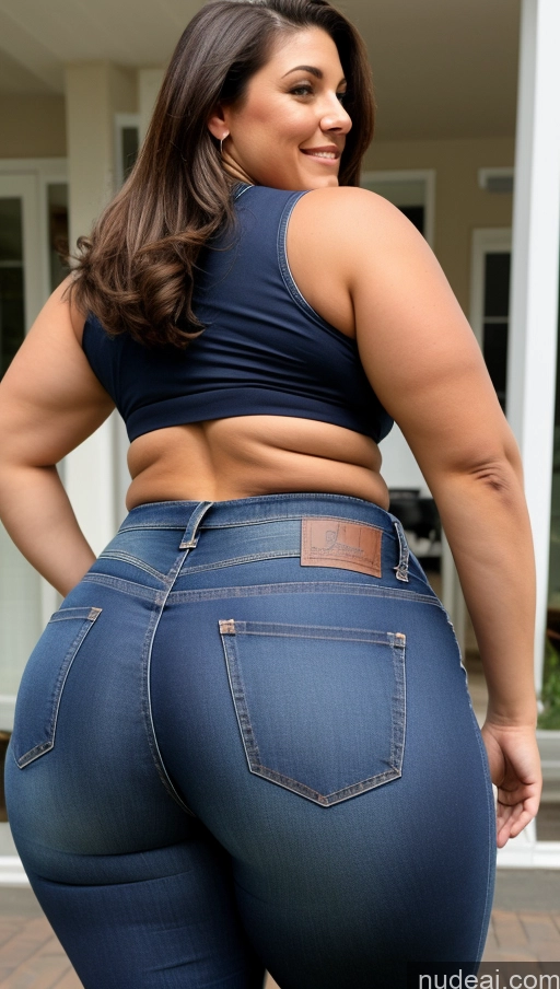 ai nude image of araffe butt lifter in a blue top and jeans pics of Athlete Big Ass Big Hips Jeans Brunette