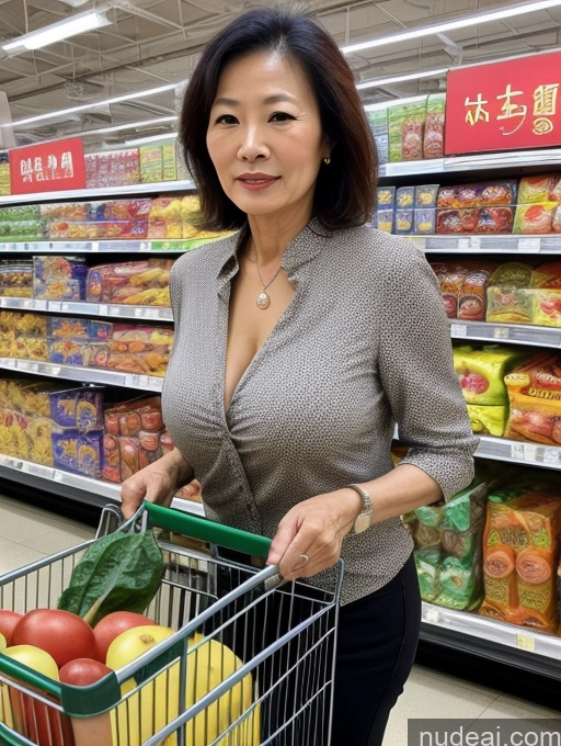 related ai porn images free for Milf Two 60s Chinese Grocery Casual Stylish Cleavage Detailed Blouse Shirt