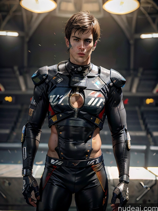 ai nude image of there is a man in a futuristic suit standing in a stadium pics of Dark Lighting Jewelry Cyberhelmet V3 Race Driver Pilot Sci-fi Armor Muscular Short Hair Western Jeans Leather Bodybuilder Thick Tall 3d Native American Dynamic View American Football