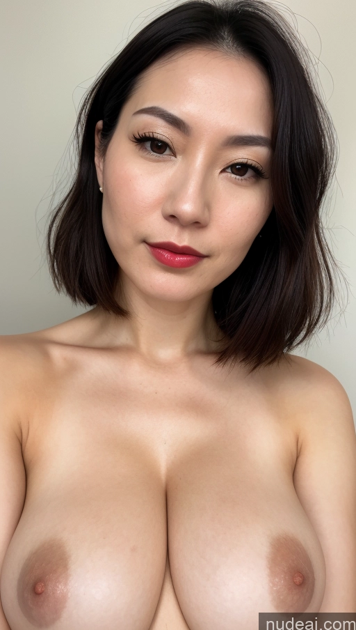 ai nude image of a close up of a woman with a very big breast pics of Woman One Beautiful Lipstick Fairer Skin 30s Black Hair Close-up View Huge Boobs Japanese Bobcut Skin Detail (beta)