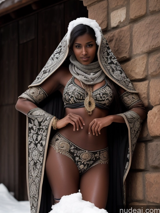 ai nude image of araffe woman in a black and gold outfit standing in the snow pics of Khorne Detailed Niqab Indian Sexy Face 18 Dark Skin Tall Long Legs Abs Small Tits Two Woman Back View Salwar Tanned Skin Oiled Body Big Ass Skin Detail (beta) Snow