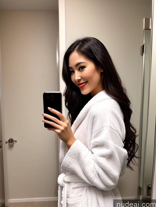 related ai porn images free for Miss Universe Model One Perfect Boobs Small Tits Beautiful Lipstick Perfect Body 20s Happy Black Hair Long Hair Bathroom Mirror Selfie Front View Nude Bathrobe Japanese