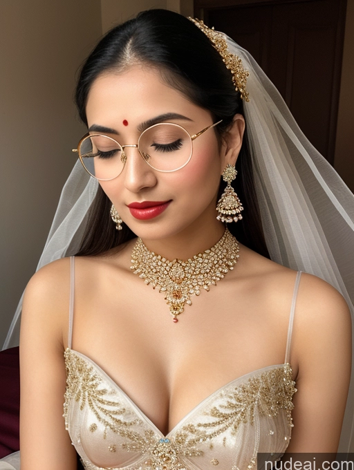 ai nude image of araffed woman wearing a wedding dress and glasses with a veil pics of Sorority One Beautiful Lipstick Perfect Body Fairer Skin 18 Black Hair Ponytail Indian Skin Detail (beta) Sari Stylish Traditional Wedding Cleavage Diamond Jewelry Gold Jewelry Jewelry Thin Round Glasses Transparent Partially Nude Angel Detailed Sleeping