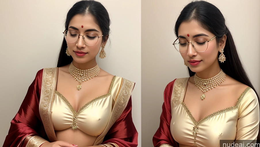 ai nude image of araffeed woman in a gold blouse and red blouse with a gold choke pics of Sorority One Beautiful Lipstick Perfect Body Fairer Skin 18 Black Hair Ponytail Indian Skin Detail (beta) Sari Stylish Traditional Wedding Cleavage Diamond Jewelry Gold Jewelry Jewelry Thin Round Glasses Transparent Partially Nude Angel Detailed Sleeping