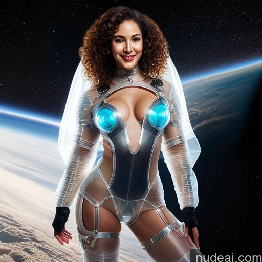 related ai porn images free for Cyborg Style Cyborg Android Science Fiction Style 30s Laughing Seductive Curly Hair Transparent Space Suit Suspender Belt