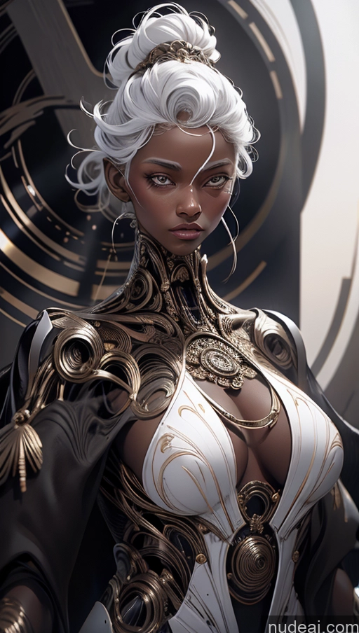 ai nude image of arafed woman with white hair and a white top and black gloves pics of Busty Perfect Boobs Pubic Hair Tanned Skin African Close-up View Phoenixdress Futuristicbot V2 White Hair Niji3D