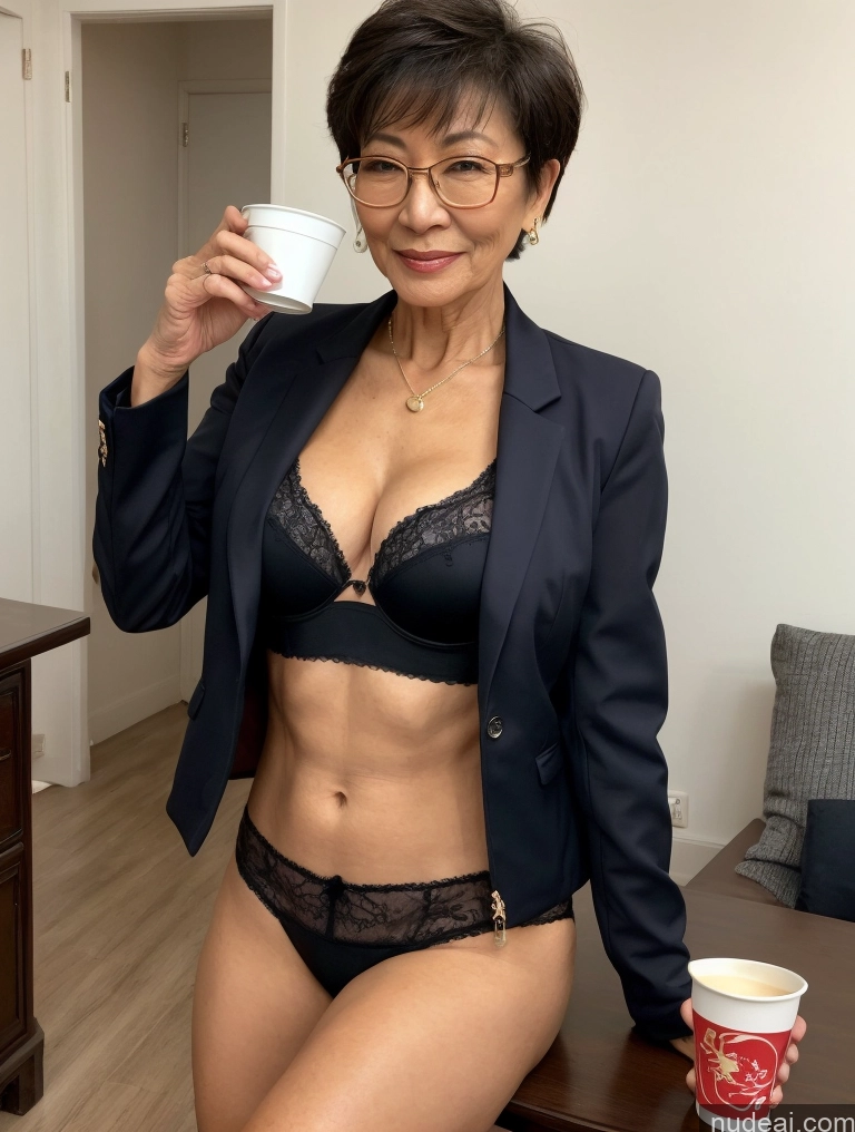 related ai porn images free for Milf Two Perfect Boobs Perfect Body Beautiful Glasses 70s Sexy Face Short Hair Chinese Party Bra Jacket Suit Stylish Professor Detailed