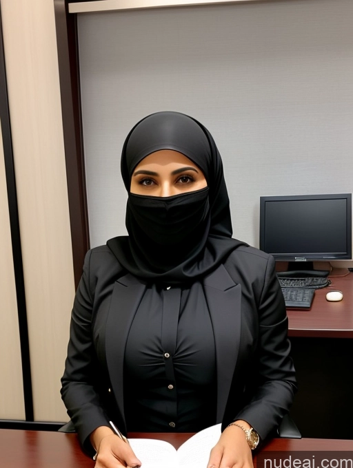 related ai porn images free for Two Milf Perfect Body Perfect Boobs Thick Beautiful Dark Skin Sexy Face Arabic Office Bra Jacket Niqab Stylish Suit Professor Cleavage Detailed