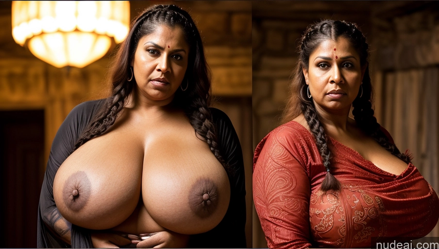 ai nude image of two women with big breasts posing for a picture in a room pics of Milf Huge Boobs Beautiful Tattoos Big Ass Thick Big Hips Tall Dark Skin Sexy Face Indian Ginger Fat Busty 50s Braided Front View Angry Blouse Sari Jumping Hell