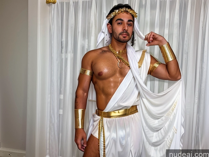 Tanned Skin Arabic Close-up View Roman Toga