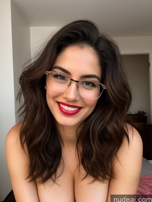 ai nude image of arafed woman with glasses and a red lipstick posing for a picture pics of Busty Beautiful 20s Fairer Skin Happy Indian Perfect Body Messy Miss Universe Model Glasses Tall Lipstick Perfect Boobs