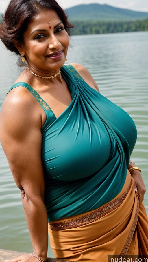 ai nude image of woman in a sari posing for a picture by the water pics of Milf Busty Huge Boobs Beautiful Tattoos Muscular Big Ass Abs Thick Fat Big Hips Tall Dark Skin 50s Ginger Indian Close-up View Blouse Sari Sexy Face Jumping Lake