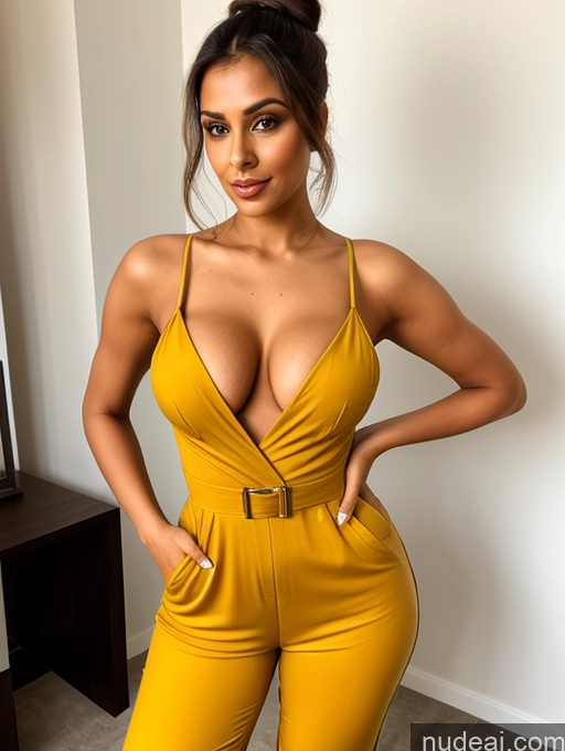 related ai porn images free for One Perfect Body Short 20s Brunette Indian Front View Cleavage Model Busty Skinny Jumpsuit Hair Bun