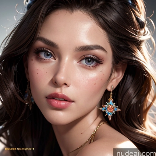 ai nude image of a close up of a woman with a flowered headband and earrings pics of Beautiful Skin Detail (beta) Bikini Bright Lighting Detailed Miss Universe Model Close-up View 20s