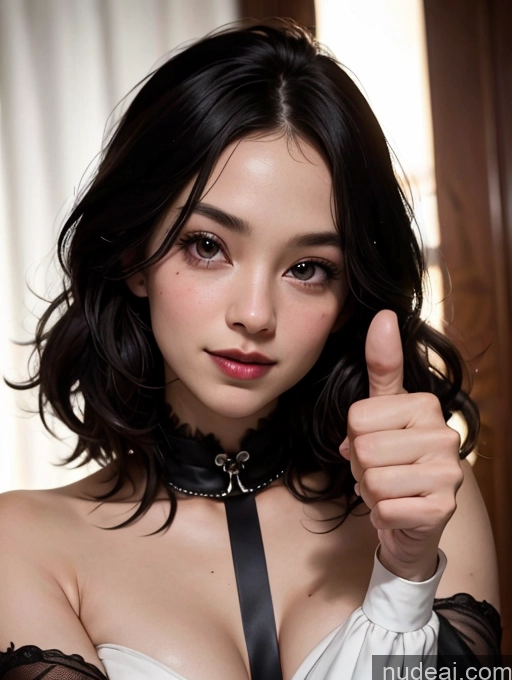 related ai porn images free for Woman One 18 Serious Black Hair Long Hair White Goth Single Thumbs Up Happy Close-up View