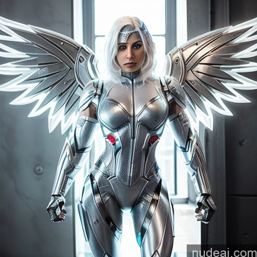 related ai porn images free for Muscular White Hair Persian Front View Superhero Neon Lights Clothes: Green Has Wings Cyborg One 30s