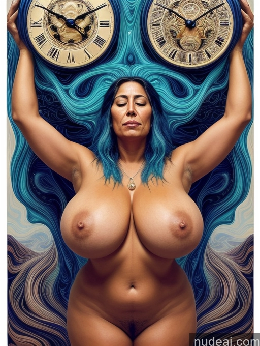 related ai porn images free for Milf One Huge Boobs Big Hips Pubic Hair Tanned Skin 50s Orgasm Blue Hair Long Hair Native American Surrealist Nude