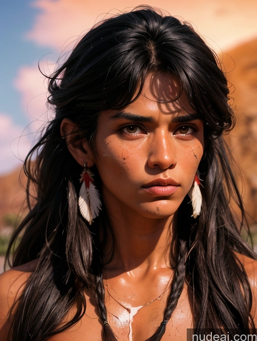 ai nude image of arafed woman with long hair and earrings standing in front of a mountain pics of Beautiful Skinny Tanned Skin Tribal Fr4z3tt4 Art By Boris Vallejo Boris Vallejo Art Style Native American Bangs 20s