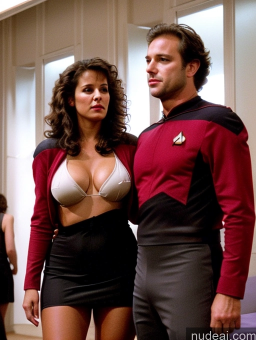 related ai porn images free for Woman + Man Several Busty Big Ass Chubby Big Hips Fairer Skin 30s Brunette Messy White Film Photo Party Star Trek TNG Uniforms: Captains Cleavage Dark Lighting Detailed Mini Skirt Transparent