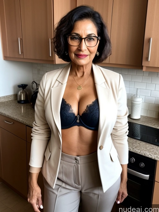 related ai porn images free for Milf Two Perfect Boobs Beautiful Glasses Perfect Body 70s Bra Jacket Professor Stylish Suit Cleavage Detailed Sexy Face Dark Skin Arabic Short Hair Kitchen