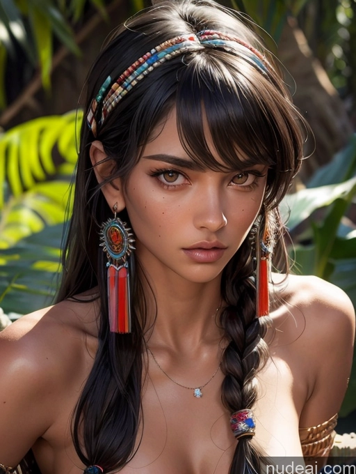 ai nude image of a woman with a headband and earrings is posing for a picture pics of Tribal Tanned Skin Native American Bangs Skinny Fr4z3tt4 Jewelry KendalJenner, Ohwx, Ohwx Womm GZCfinal Serious Seductive