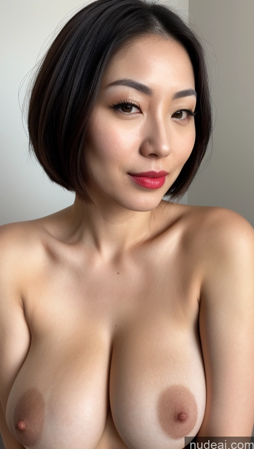 ai nude image of a close up of a woman with a very big breast pics of Woman One Huge Boobs Beautiful Lipstick Fairer Skin 30s Black Hair Bobcut Japanese Skin Detail (beta) Close-up View