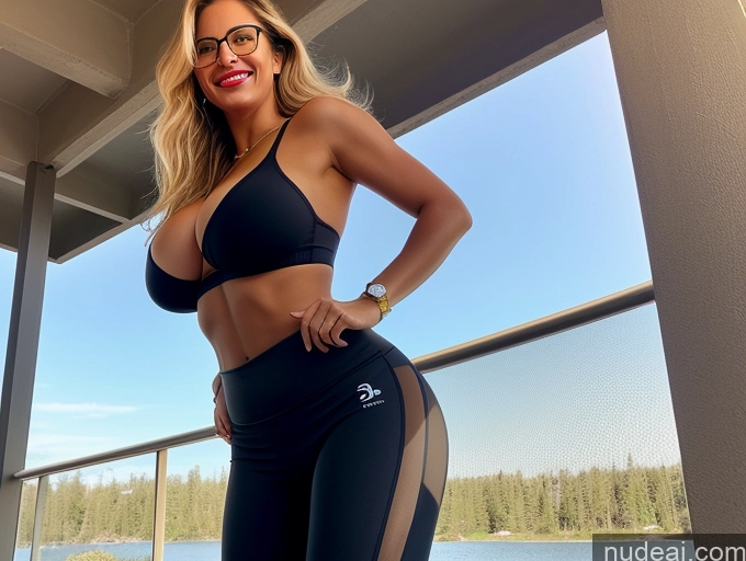 related ai porn images free for Woman One Perfect Boobs Glasses Lipstick Big Ass Abs Big Hips Perfect Body Long Hair Tanned Skin 30s Blonde Swedish Transparent Jewelry Bright Lighting Detailed Front View Working Out Laughing Yoga Pants