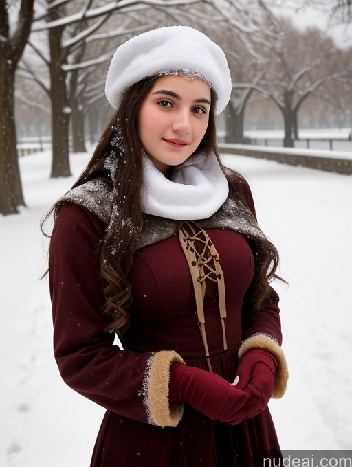 ai nude image of arafed woman in a red dress and white hat in the snow pics of Sorority Perfect Boobs Beautiful 18 Jewish Snow Medieval