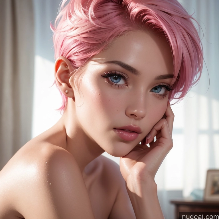 related ai porn images free for Beautiful 20s Skin Detail (beta) Bikini Bright Lighting Detailed Seductive Close-up View Miss Universe Model Pink Hair Pixie