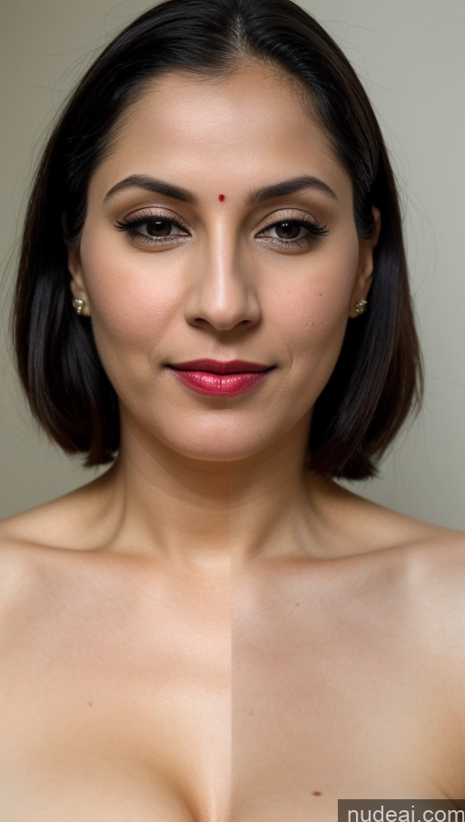 ai nude image of there is a woman with a red nose and a red lip pics of Woman One Fairer Skin Black Hair Skin Detail (beta) 40s Slicked White Sari Close-up View Beautiful Lipstick Huge Boobs Thick