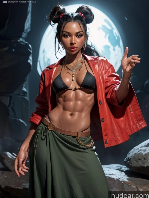 ai nude image of arafed woman in a red jacket and green skirt posing for a picture pics of Abs Perfect Body Tanned Skin Black Hair Cave Long Skirt Pirate Tribal Jewelry Art By Boris Vallejo Boris Vallejo Art Style Fr4z3tt4 Traditional Dark Skin Long Hair KendalJenner, Ohwx, Ohwx Womm Makima, Braided Ponytail FairArguementBut Jacket