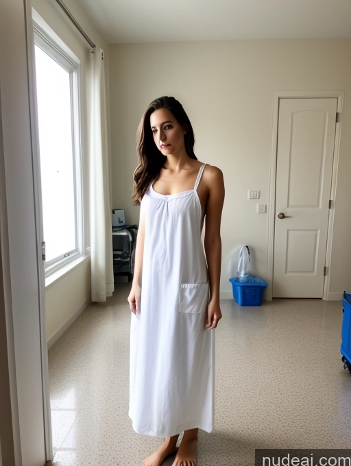 ai nude image of arafed woman in a white dress standing in a room pics of Small Tits Big Ass Big Hips Long Hair 18 Brunette White Wife Or Girlfriend Auntjunev3 Pubic Hair Skinny Sad Hospital Nightgown