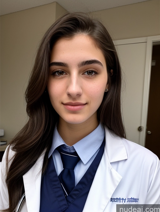 ai nude image of arafed female doctor in a white coat and tie posing for a picture pics of Sorority Beautiful 18 Sexy Face Jewish Doctor