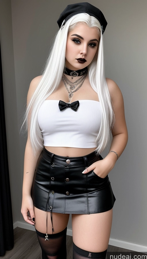 ai nude image of there is a woman with white hair and a black hat pics of 18 Thick Goth Mini Skirt White Hair