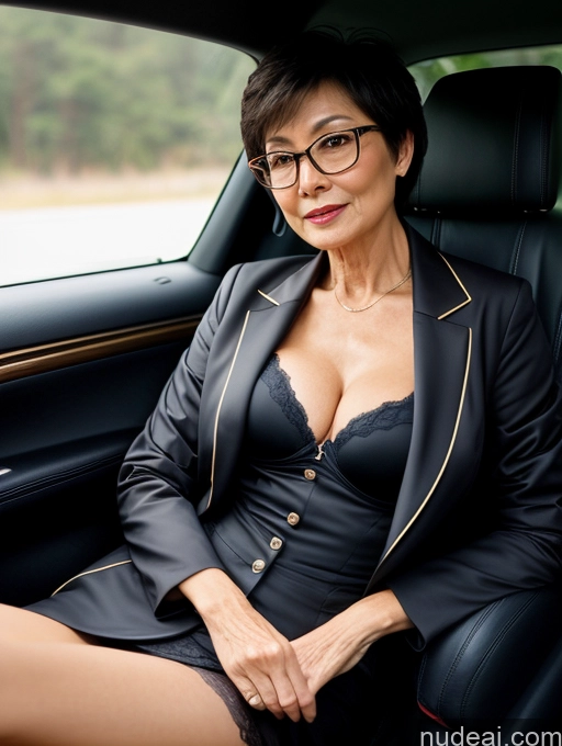 related ai porn images free for Milf Two Perfect Body Perfect Boobs Beautiful Glasses 70s Sexy Face Short Hair Chinese Car Bra Jacket Suit Stylish Secretary Professor Dark Lighting Cleavage