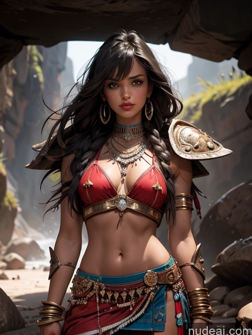 ai nude image of araffe woman in a red and blue outfit posing for a picture pics of Tanned Skin Bangs Native American Cave Jewelry Style Of 80scartoon Fr4z3tt4 Create An Open Vagina Khorne Mini Skirt