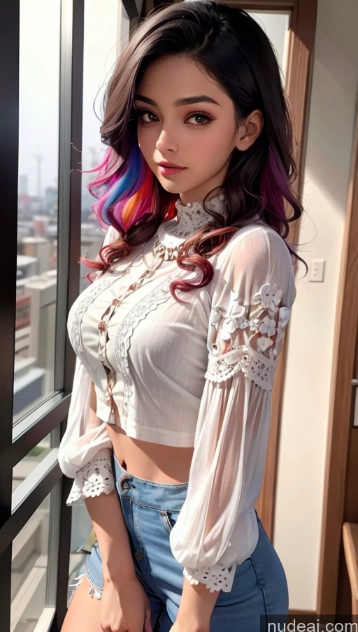 ai nude image of a close up of a woman with colorful hair standing near a window pics of Woman Beautiful Indian Proper Attire EdgCT Wearing EdgCT Chic Top Mumbai