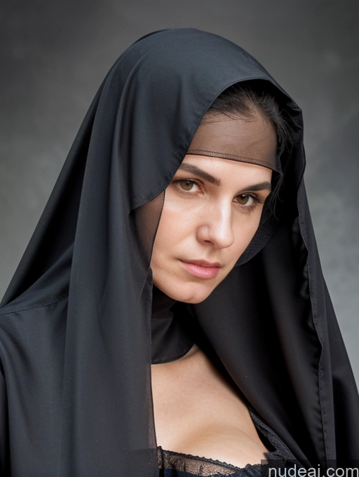 ai nude image of arafed woman in a black veil and black dress with a black head scarf pics of Busty Skinny Short Pregnant Angry Long Hair Woman 50s Jewish Black Hair Nun Niqab Victorian