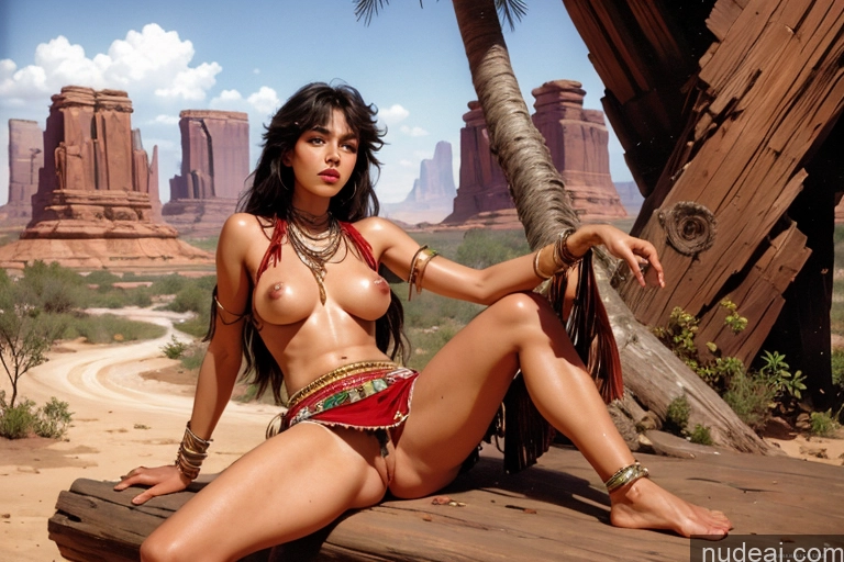 ai nude image of araffe woman in a red bikini sitting on a wooden bench pics of Tanned Skin Native American Tribal Detailed Waterfall Forest Fr4z3tt4 Fantasy Style Jeff Easley Traditional Thong Cowgirl Outfit Huge Tits, Hard Nipples Bangs Two Long Skirt Oasis