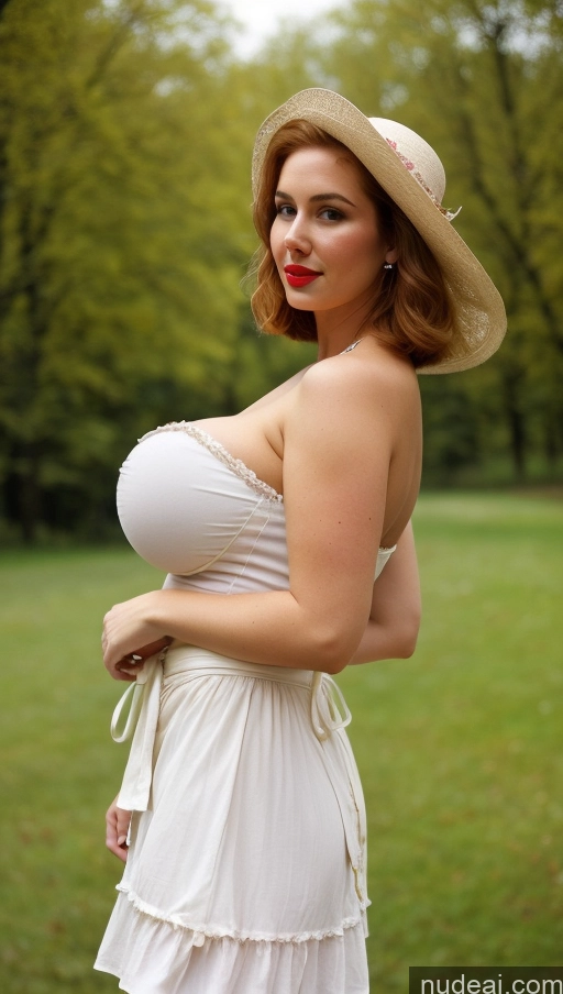 ai nude image of araffe woman in a white dress and hat posing for a picture pics of Huge Boobs Perfect Boobs Big Ass Lipstick Thick Big Hips Perfect Body Fairer Skin Cleavage 60s Chubby Pubic Hair Short Hair Side View Western Beautiful Busty Traditional Topless Irish Dirndl