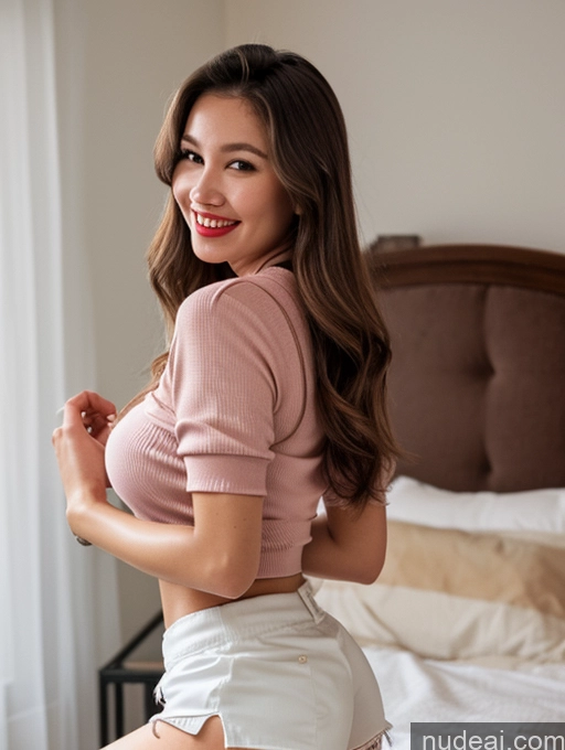 related ai porn images free for One Busty Perfect Boobs Beautiful Lipstick Thick Short Perfect Body 20s Happy Brunette Bedroom Front View Bright Lighting Detailed Long Legs Woman Long Hair Casual Blouse Short Shorts Asian