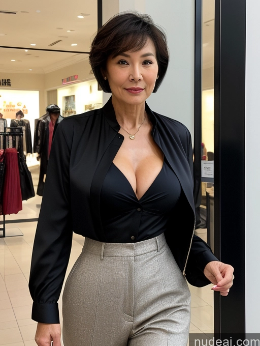 related ai porn images free for Milf Two Perfect Body Perfect Boobs Beautiful 70s Short Hair Chinese Mall Blouse Bra Casual Jacket Suit Stylish Secretary Professor Cleavage Detailed Sexy Face Shirt Dark Lighting